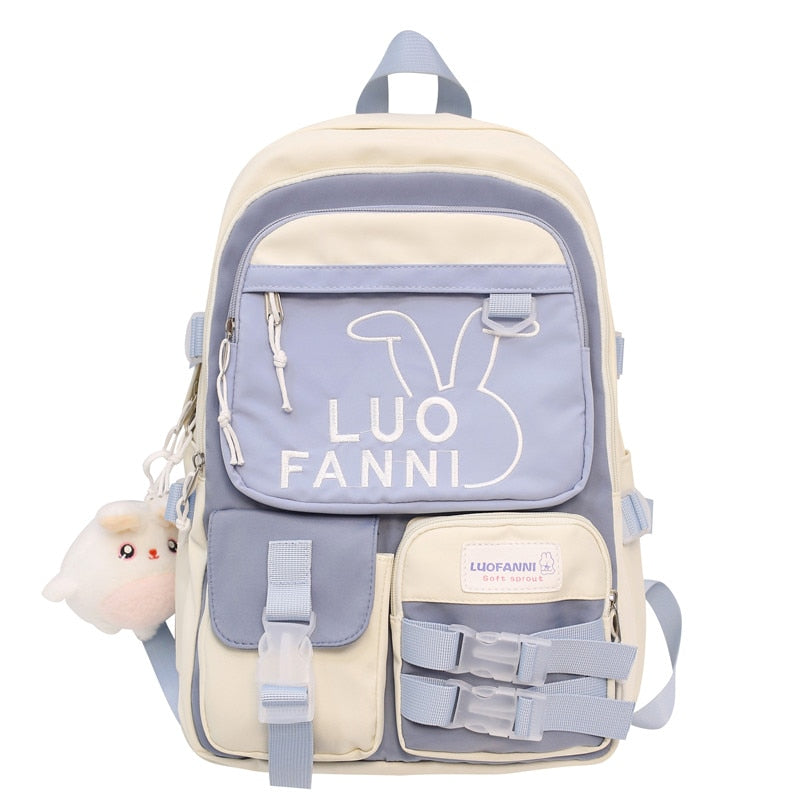 swvws Kawaii Girl Waterproof Travel Embroidery Book Backpack Female Laptop Student Lady College Backpack Fashion Women Cute School Bag