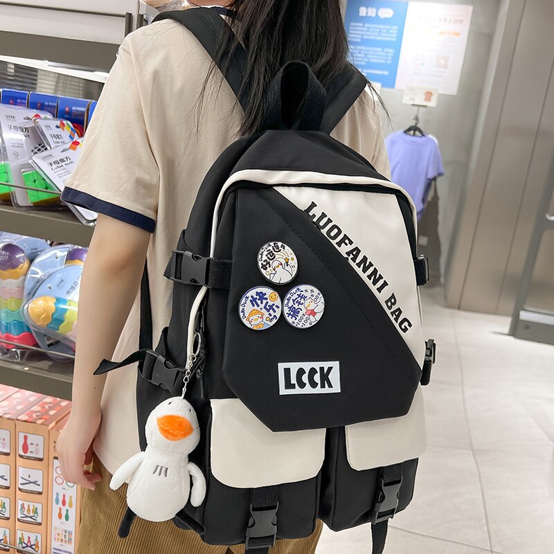 swvws Trendy Women Waterproof School Bag Girl Travel Book Backpack Fashion Lady Kawaii College Backpack Cool Female Laptop Student Bag