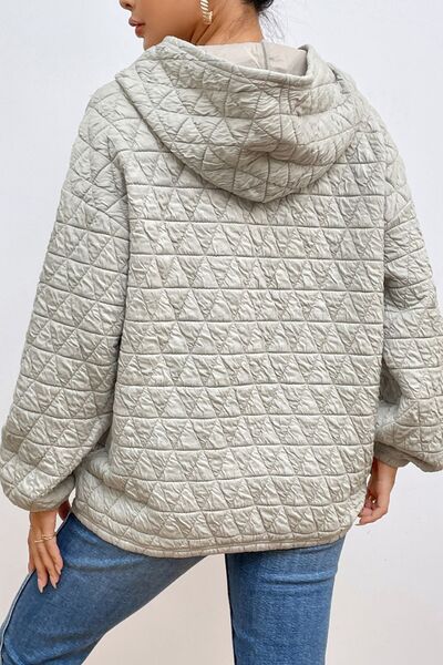 swvws Quilted Long Sleeve Hoodie with Pocket