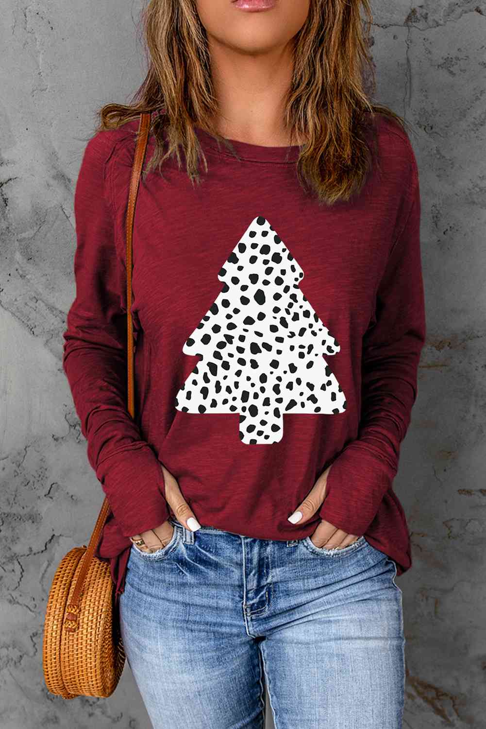 swvws Christmas Tree Graphic Long Sleeve T-Shirt