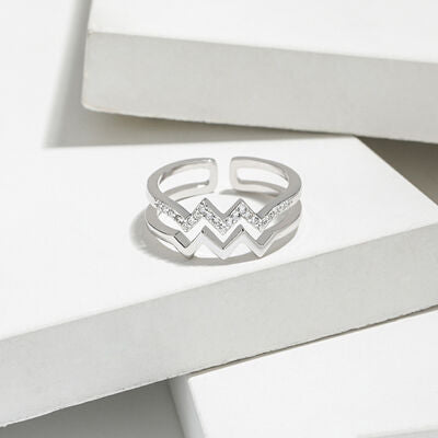 swvws Wave Shape Inlaid Zircon Open Ring