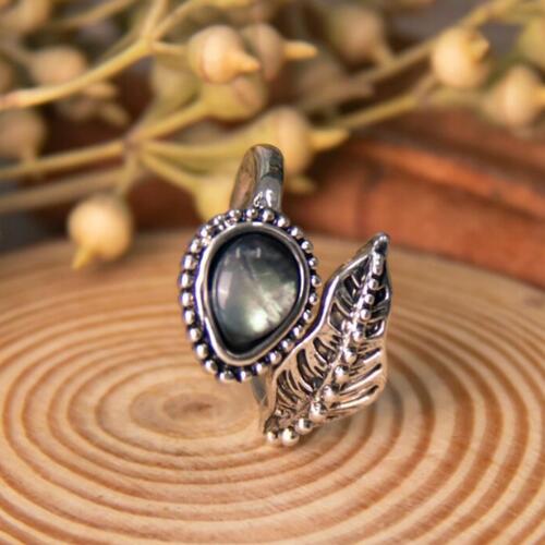 swvws Alloy Moonstone Leaf Bypass Ring