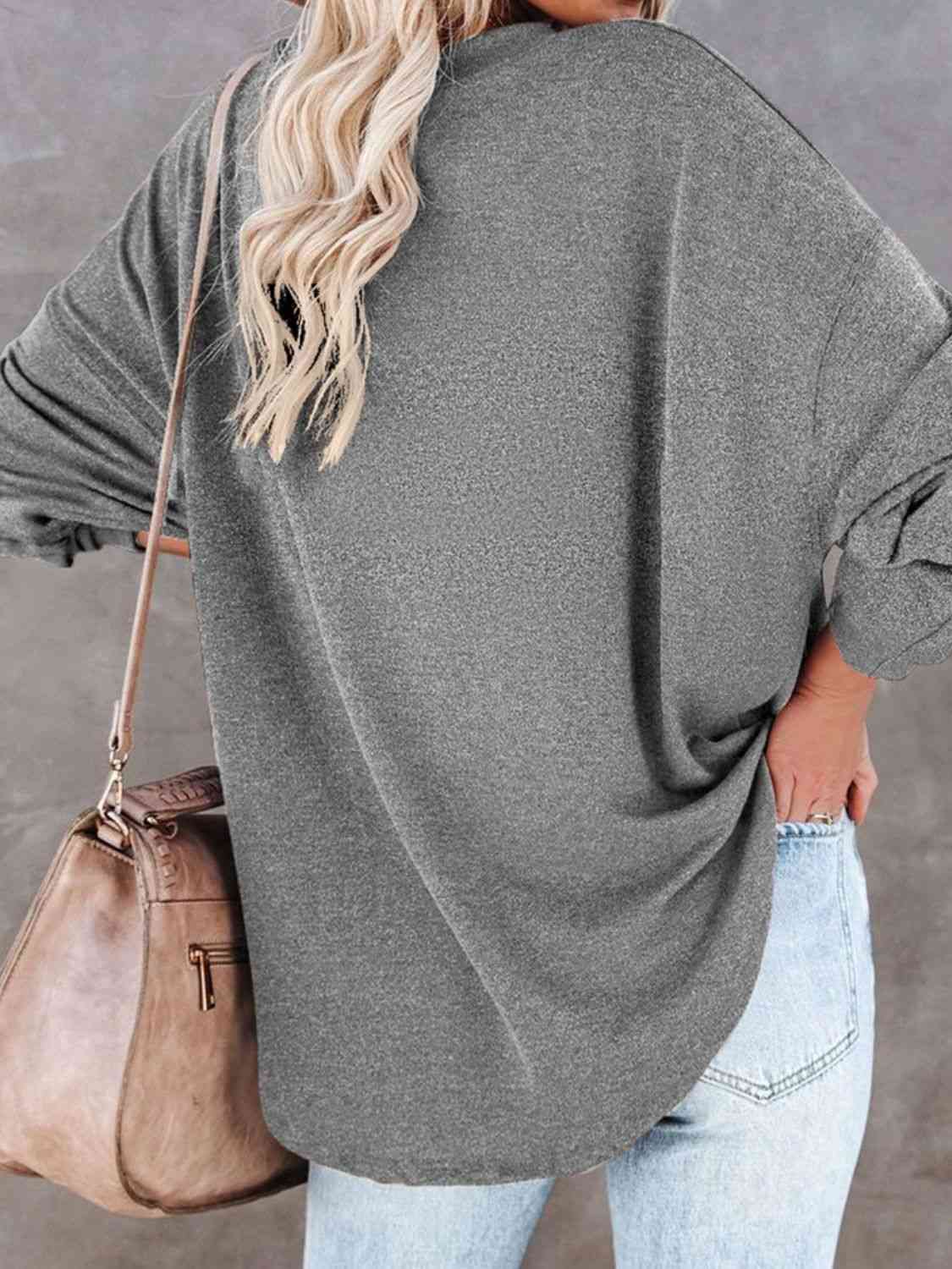 swvws Buttoned Drop Shoulder Top