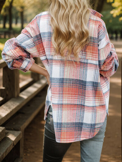 swvws Plaid Button Up Dropped Shoulder Shirt