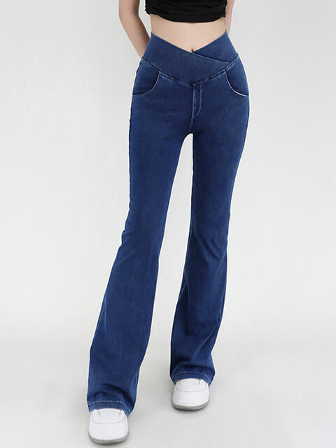 swvws Wide Waistband Bootcut Jeans with Pockets