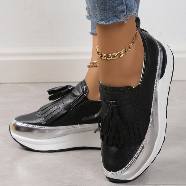 swvws - Black Casual Sportswear Patchwork Contrast Round Comfortable Out Door Shoes