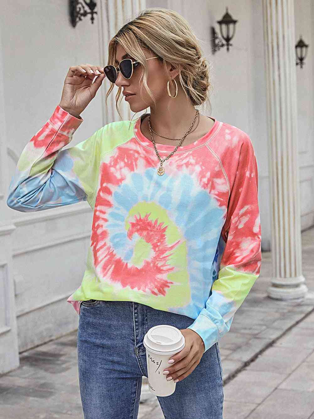 swvws Printed Round Neck Raglan Sleeve Tee