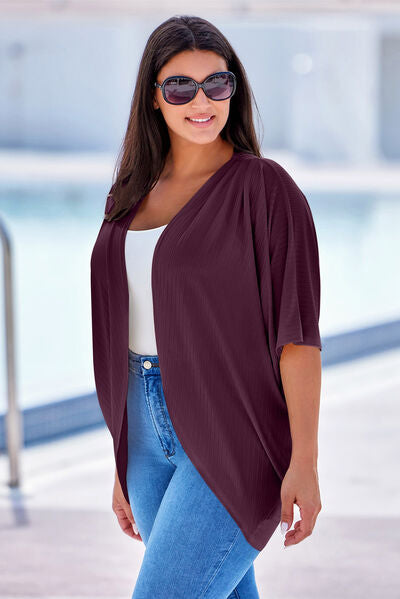 swvws Plus Size Ribbed Cocoon Cover Up