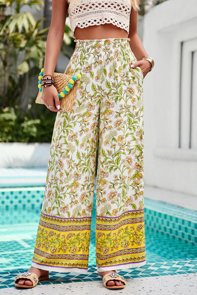 swvws Printed High Waist Wide Leg Pants