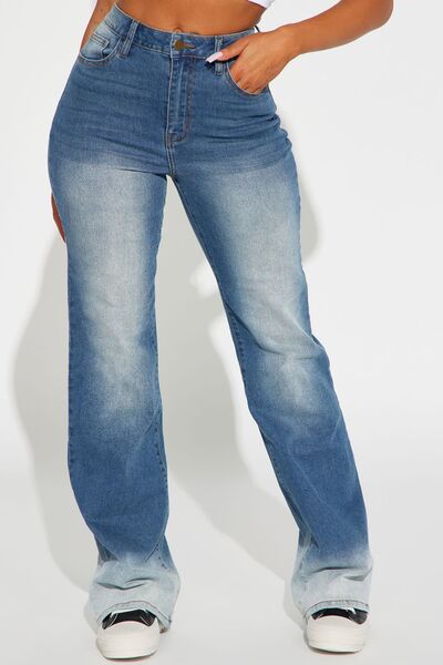 swvws Pocketed Buttoned Straight Jeans