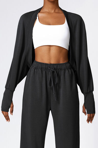 swvws Open Front Long Sleeve Cropped Active Outerwear