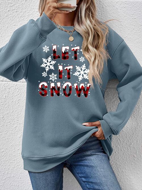 swvws LET IT SNOW Round Neck Long Sleeve Sweatshirt