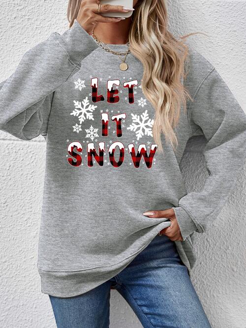 swvws LET IT SNOW Round Neck Long Sleeve Sweatshirt