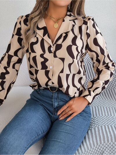 swvws Printed Button Up Long Sleeve Shirt