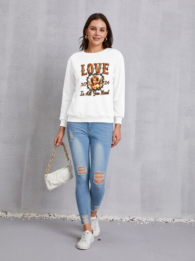 swvws LOVE IS ALL YOU NEED Round Neck Sweatshirt