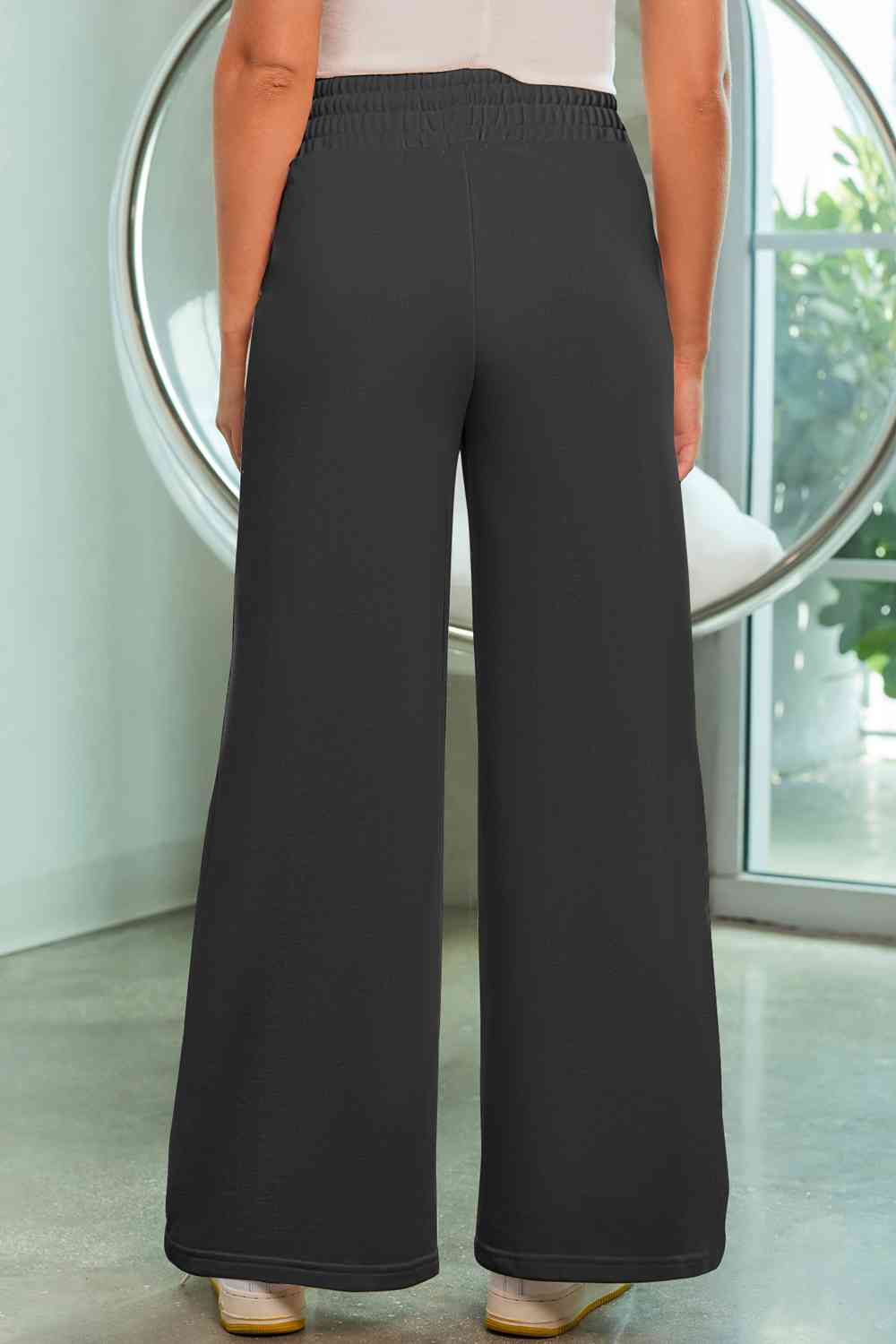 swvws Drawstring Wide Leg Pants with Pockets