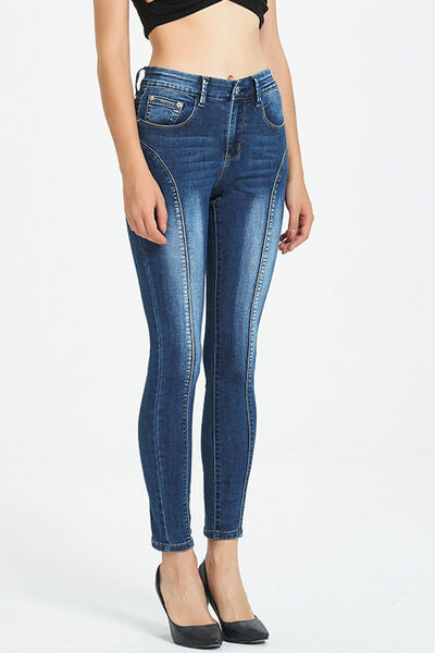 swvws Side Stripe Cropped Skinny Jeans