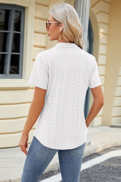 swvws Eyelet Short Sleeve Blouse