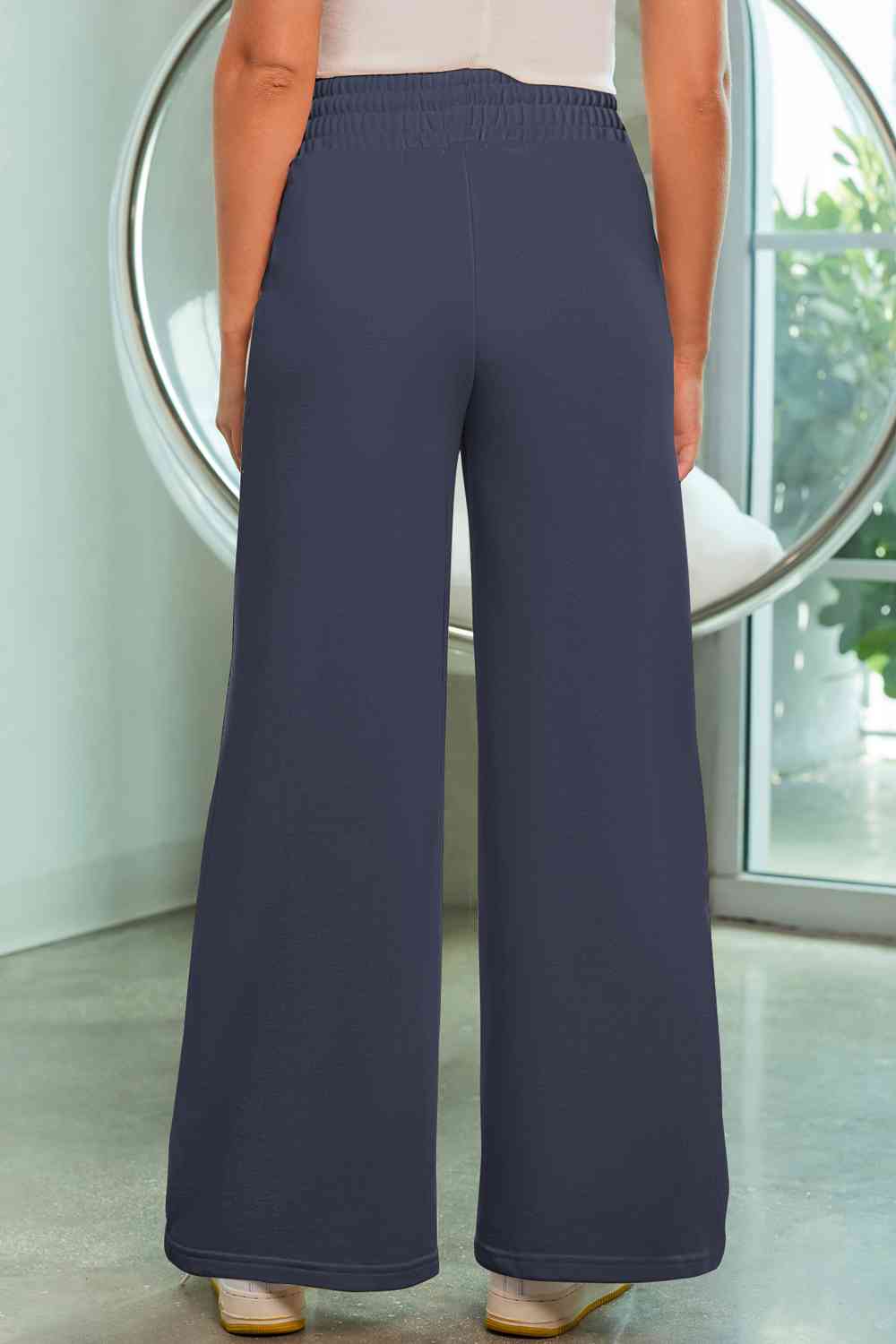 swvws Drawstring Wide Leg Pants with Pockets