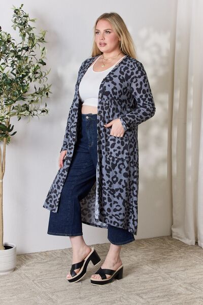 swvws Celeste Full Size Button Up Animal Print Cardigan