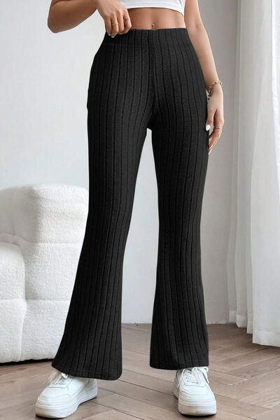 swvws Basic Bae Full Size Ribbed High Waist Flare Pants