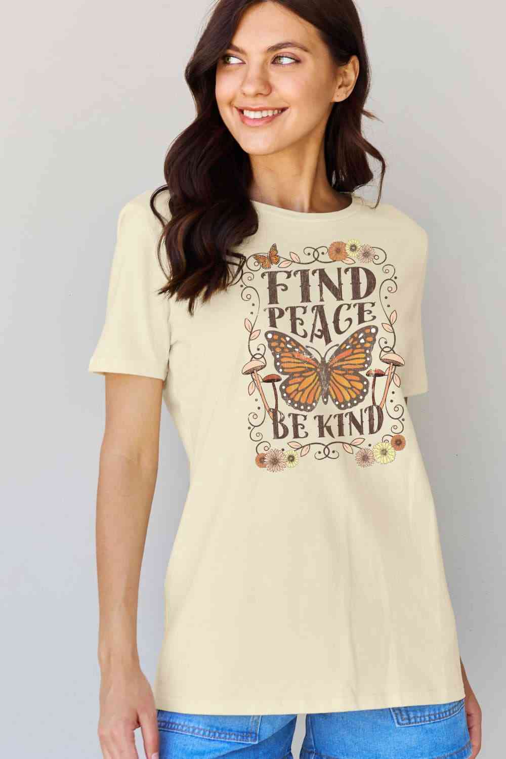 swvws Simply Love Full Size FIND PEACE BE KIND Graphic Cotton T-Shirt