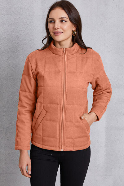 swvws Zip Up Mock Neck Pocketed Jacket