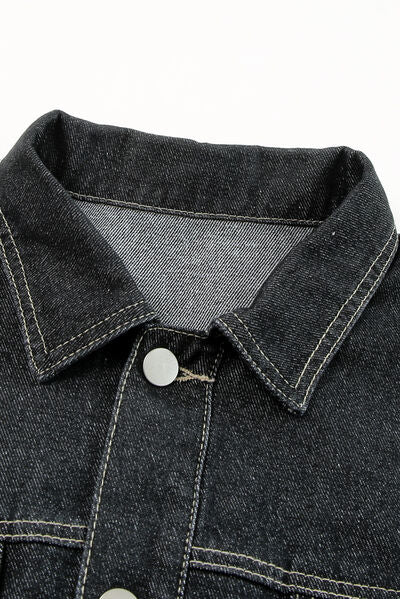 swvws Pocketed Button Up Dropped Shoulder Denim Jacket