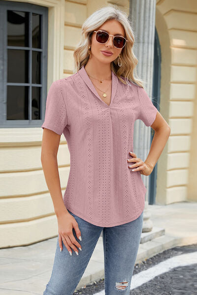 swvws Eyelet Short Sleeve Blouse