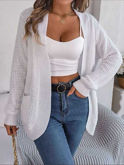 swvws Open Front Long Sleeve Cardigan with Pockets