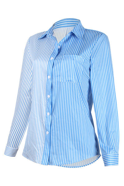 swvws Striped Button Up Long Sleeve Shirt