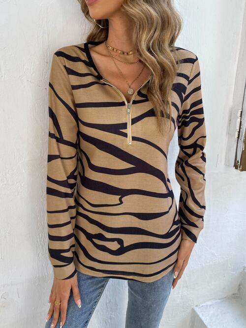 swvws Printed Half Zip Long Sleeve T-Shirt