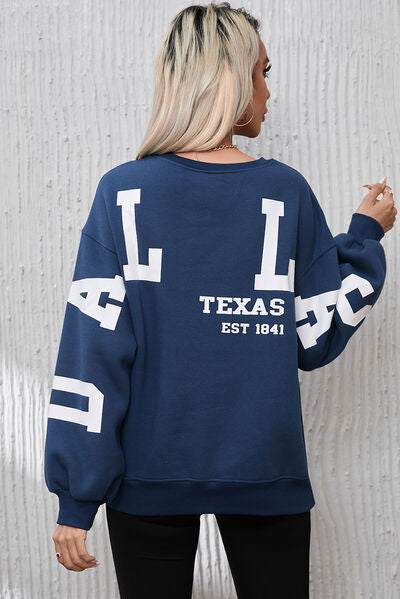 swvws Letter Graphic Round Neck Dropped Shoulder Sweatshirt