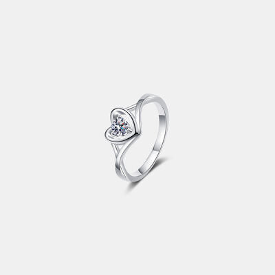 swvws Moissanite Heart 925 Sterling Silver Ring