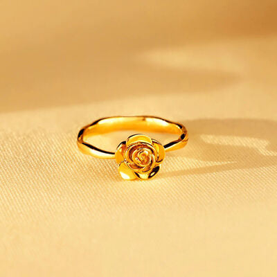 swvws Rose Shape 18K Gold-Plated Ring