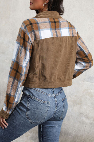 swvws Plaid Button Up Collared Neck Jacket