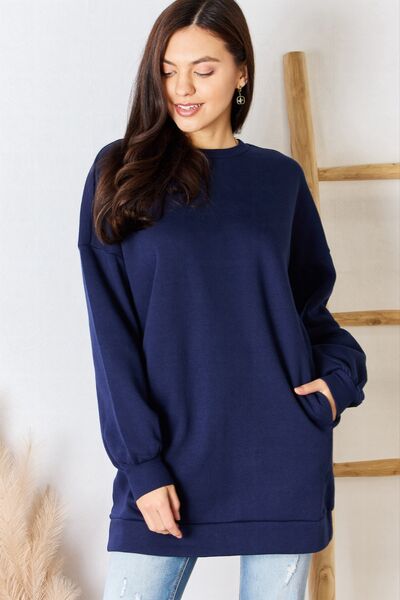 swvws Zenana Oversized Round Neck Long Sleeve Sweatshirt