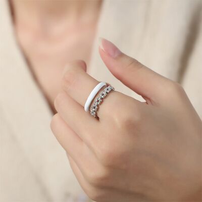 swvws Enamel 18K Gold-Plated Open Ring