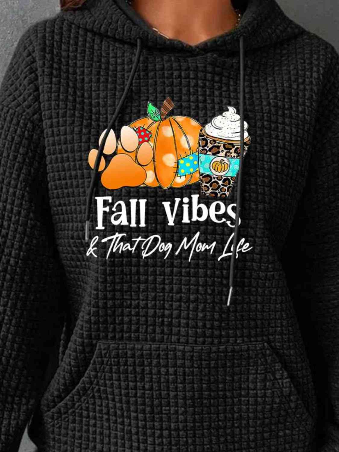 swvws FALL VIBES Graphic Hoodie with Front Pocket