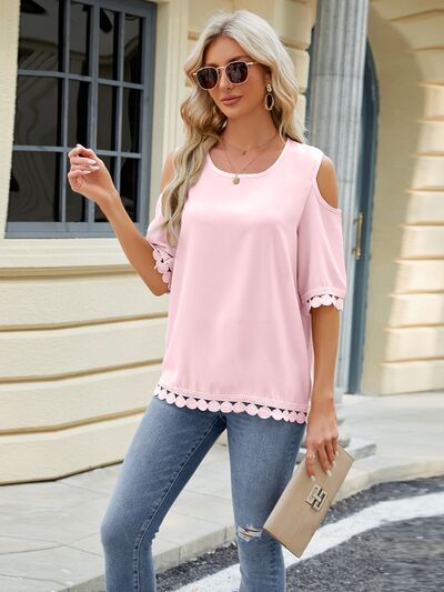 swvws Cold Shoulder Half Sleeve Blouse