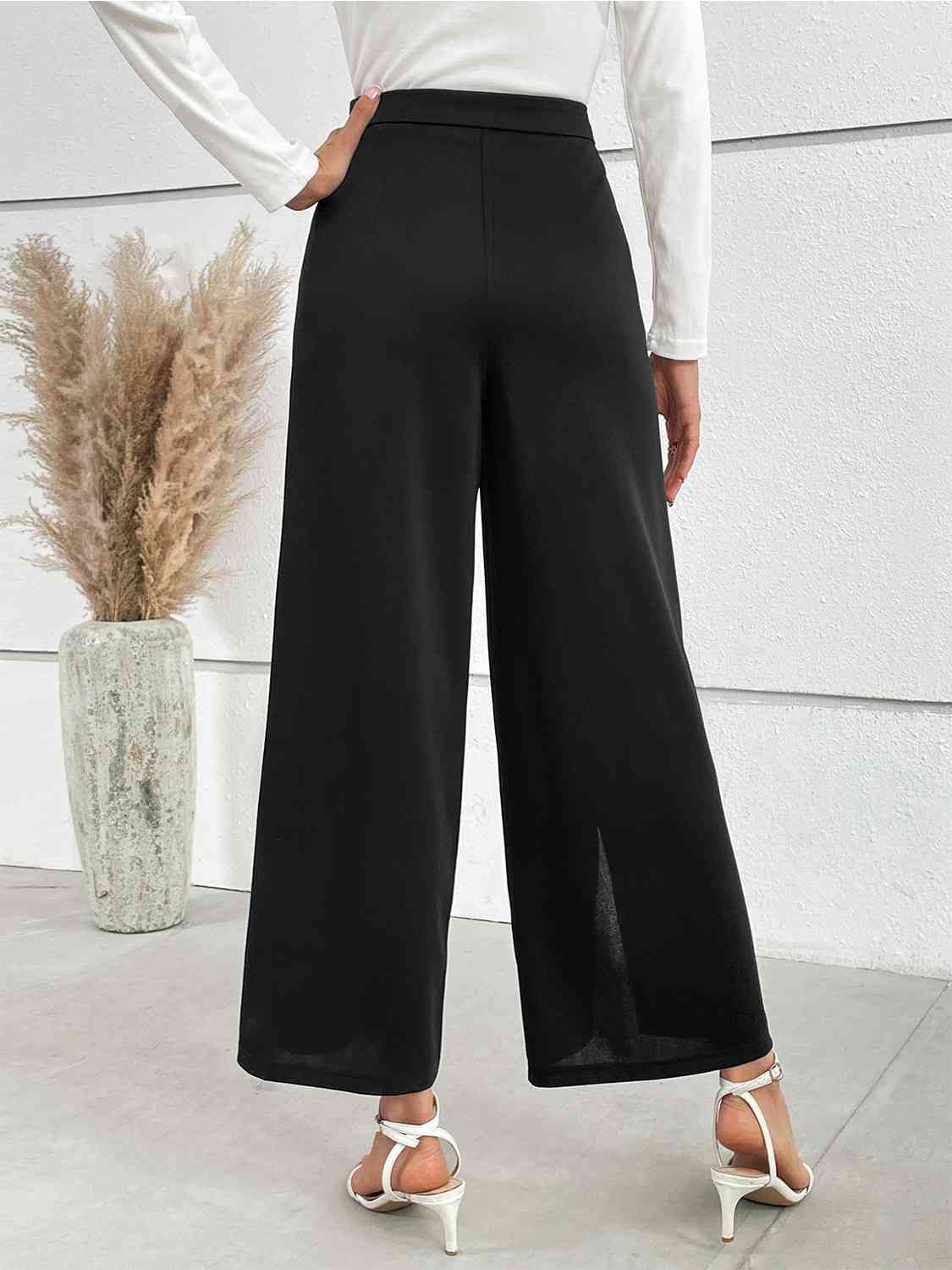 swvws Chain Detail Slit Straight Pants