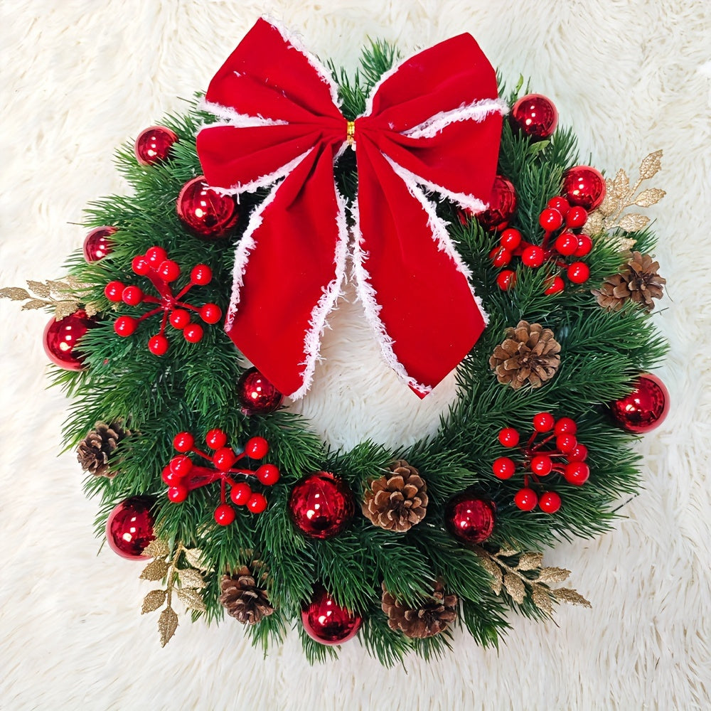 17.71" Festive Christmas Wreath - Perfect for Front Door & Wall Decor, Ideal Holiday Gift, No Power Needed