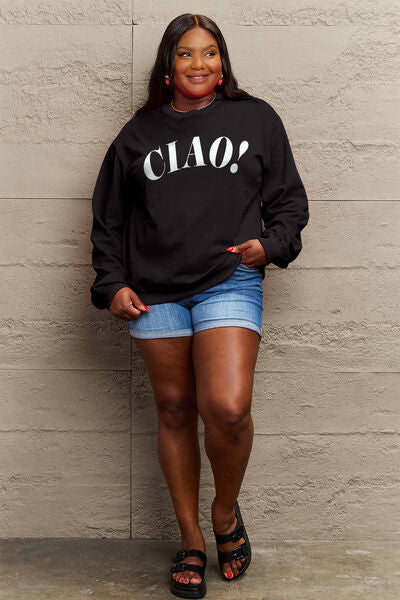 swvws Simply Love Full Size CIAO���Round Neck Sweatshirt