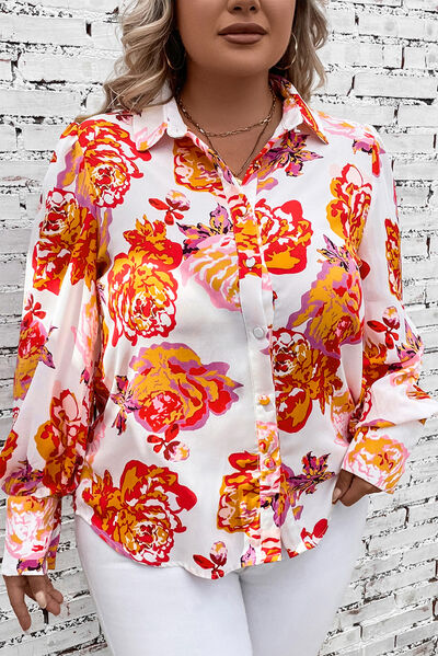 swvws Plus Size Printed Long Sleeve Shirt