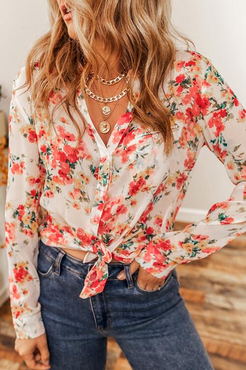 swvws Floral Button Up Long Sleeve Shirt