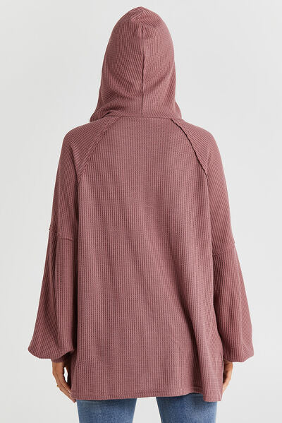 swvws Half Button Lantern Sleeve Hoodie