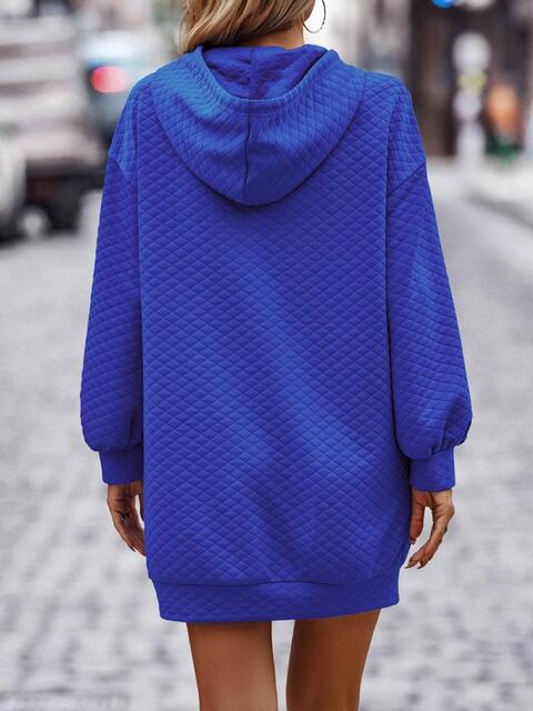 swvws Textured Drawstring Tunic Hoodie