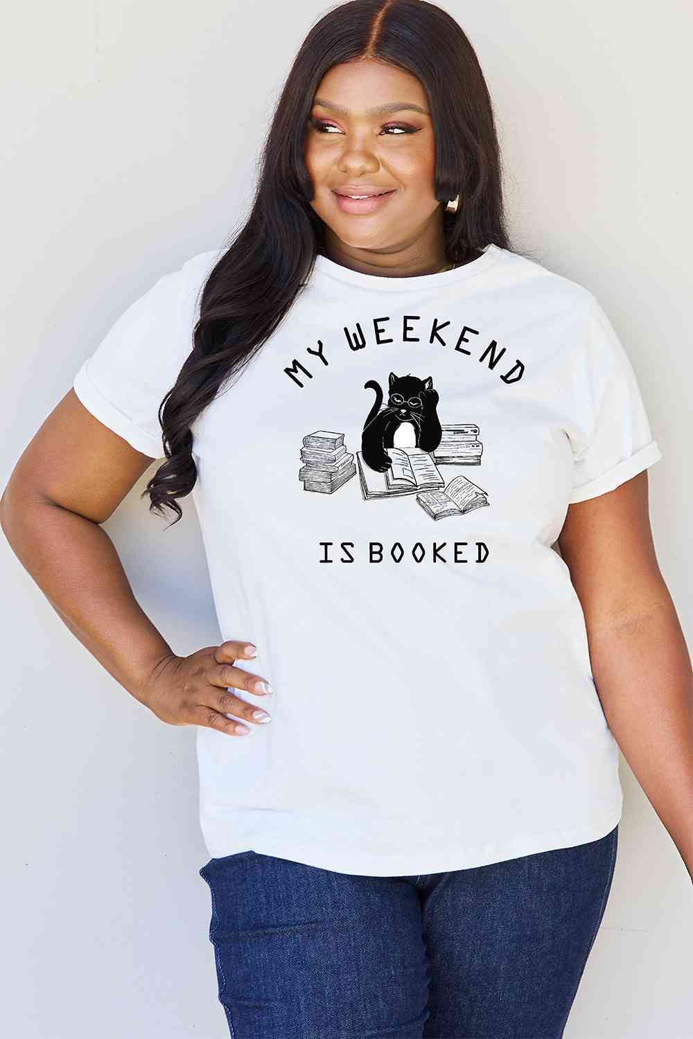 swvws Simply Love Full Size MY WEEKEND IS BOOKED Graphic T-Shirt