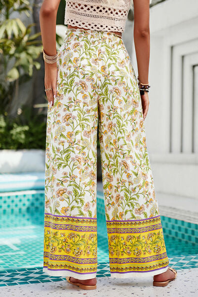 swvws Printed High Waist Wide Leg Pants