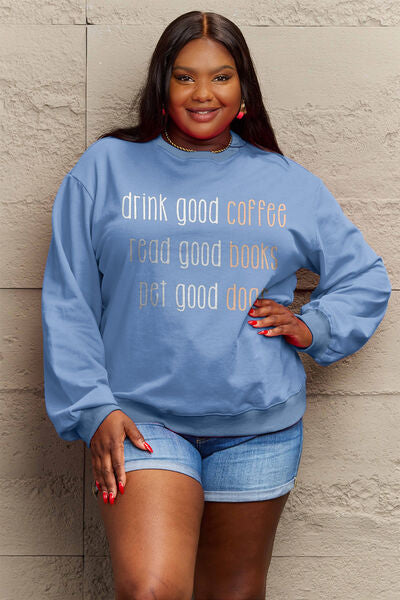 swvws Simply Love Full Size Letter Graphic Round Neck Sweatshirt